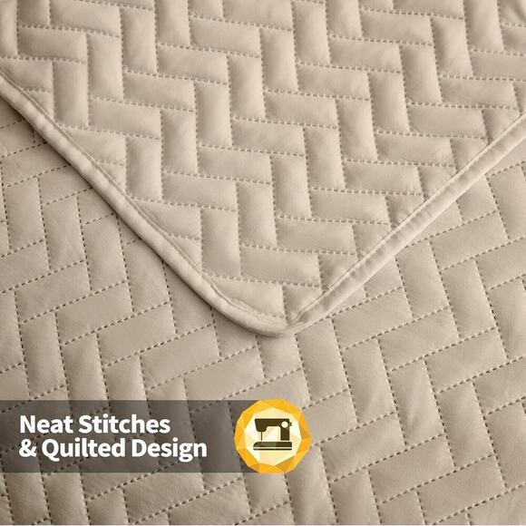 Maple&Stone Quilt Set Twin/Twin XL, XL (68'' x 86''), Chevron Beige - Picture 4 of 5